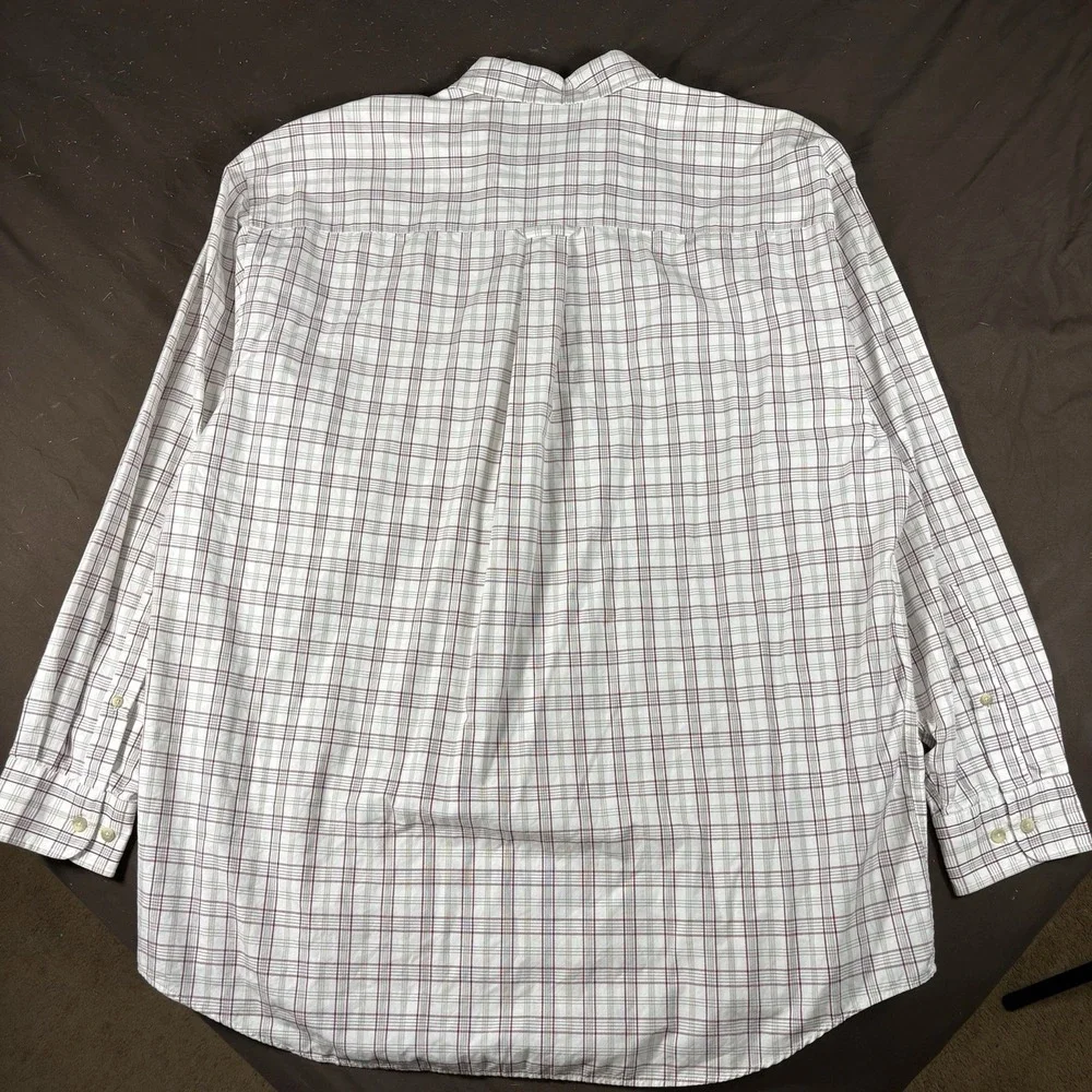 Pendleton Mens XL Plaid Button Down Shirt White Burgundy Long Sleeve Casual - Picture 2 of 7